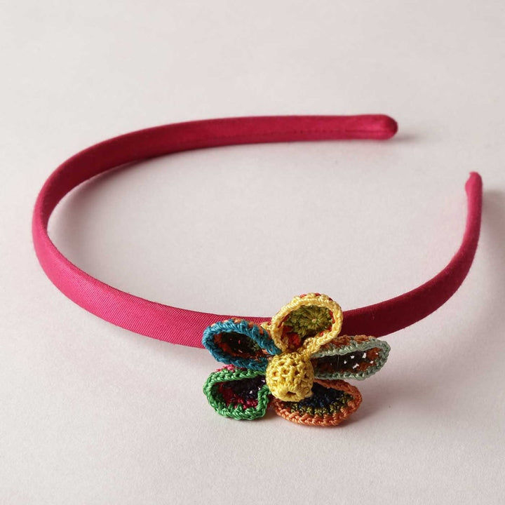 Handmade Multicoloured Pink Crochet Flower Headband