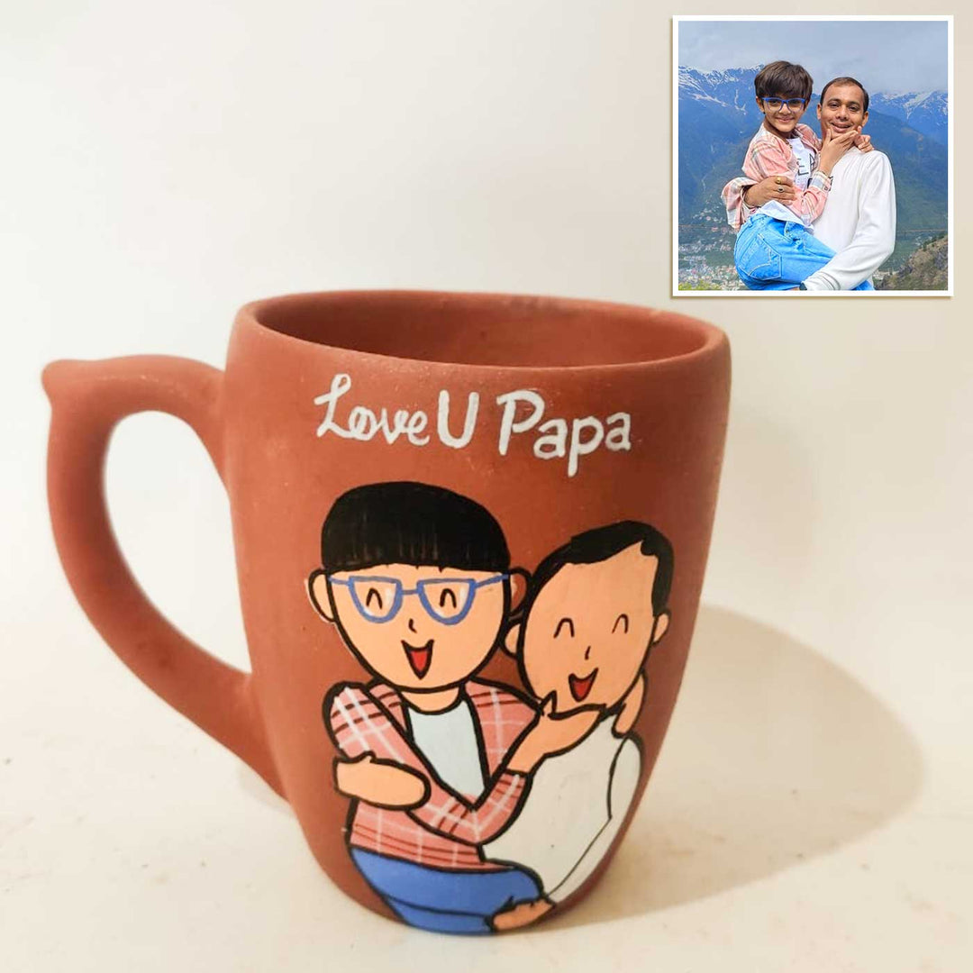 Handpainted Personalised 3D Terracotta Mug with Caricatures