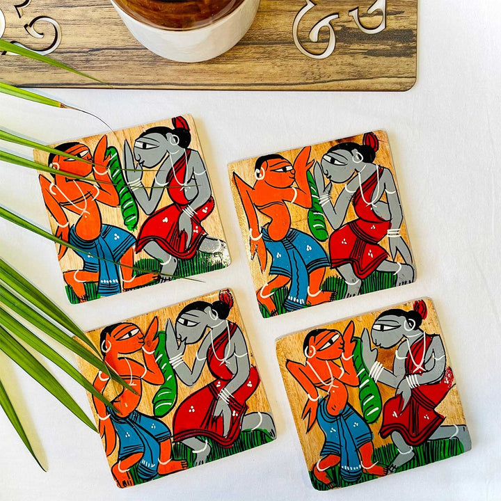 Hand-Painted Pattachitra Harshil Wooden Hamper | Set Of 3