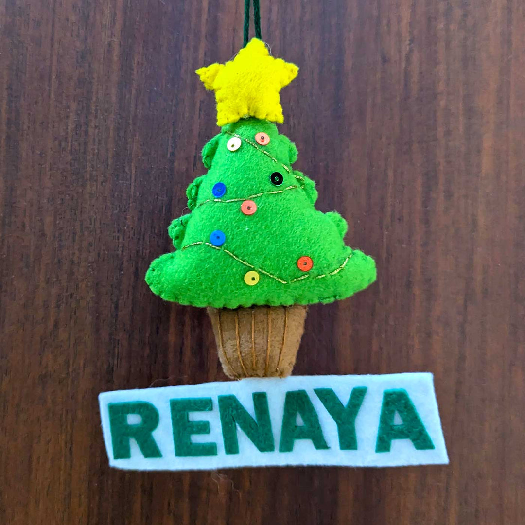 Handmade Personalized Felt Green Christmas Tree Ornament