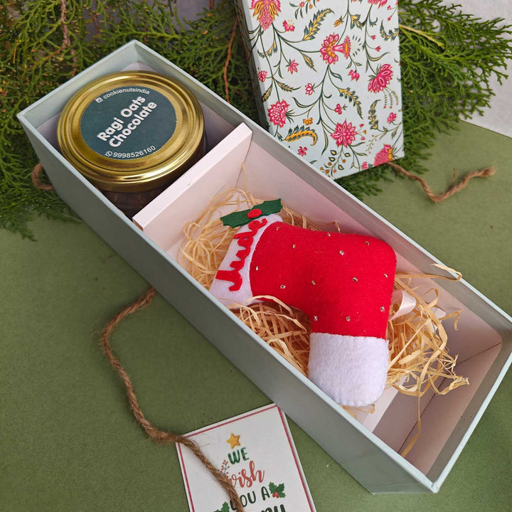 Personalized Sock Ornament & Homemade Healthy Cookies Hamper | Xmas Gifting Ideas