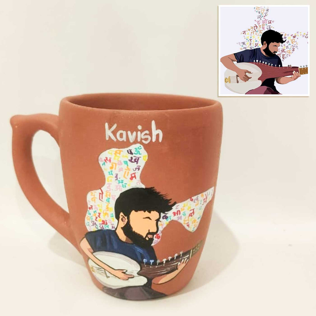 Handpainted Personalised 3D Terracotta Mug with Caricatures