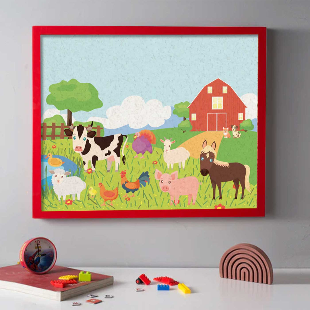 Handmade Farm Animals Wooden Pinboard For Kids