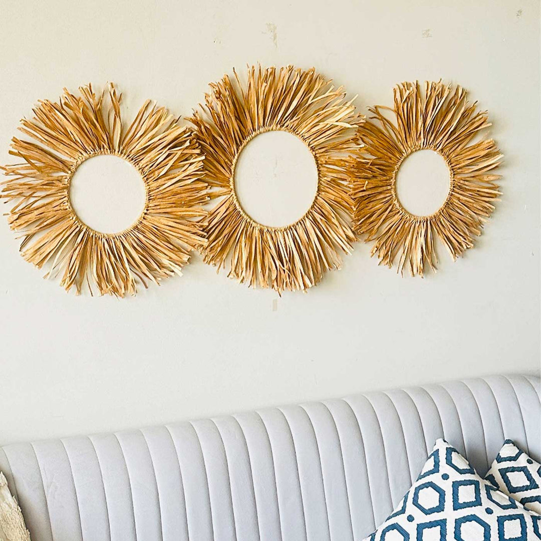 Boho Style Raffia Hoop Wall Decor | Set Of 3