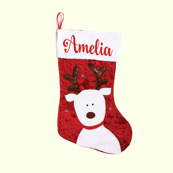 Personalized Scarlet Fur Velvet & Fur Stockings For Christmas Decoration