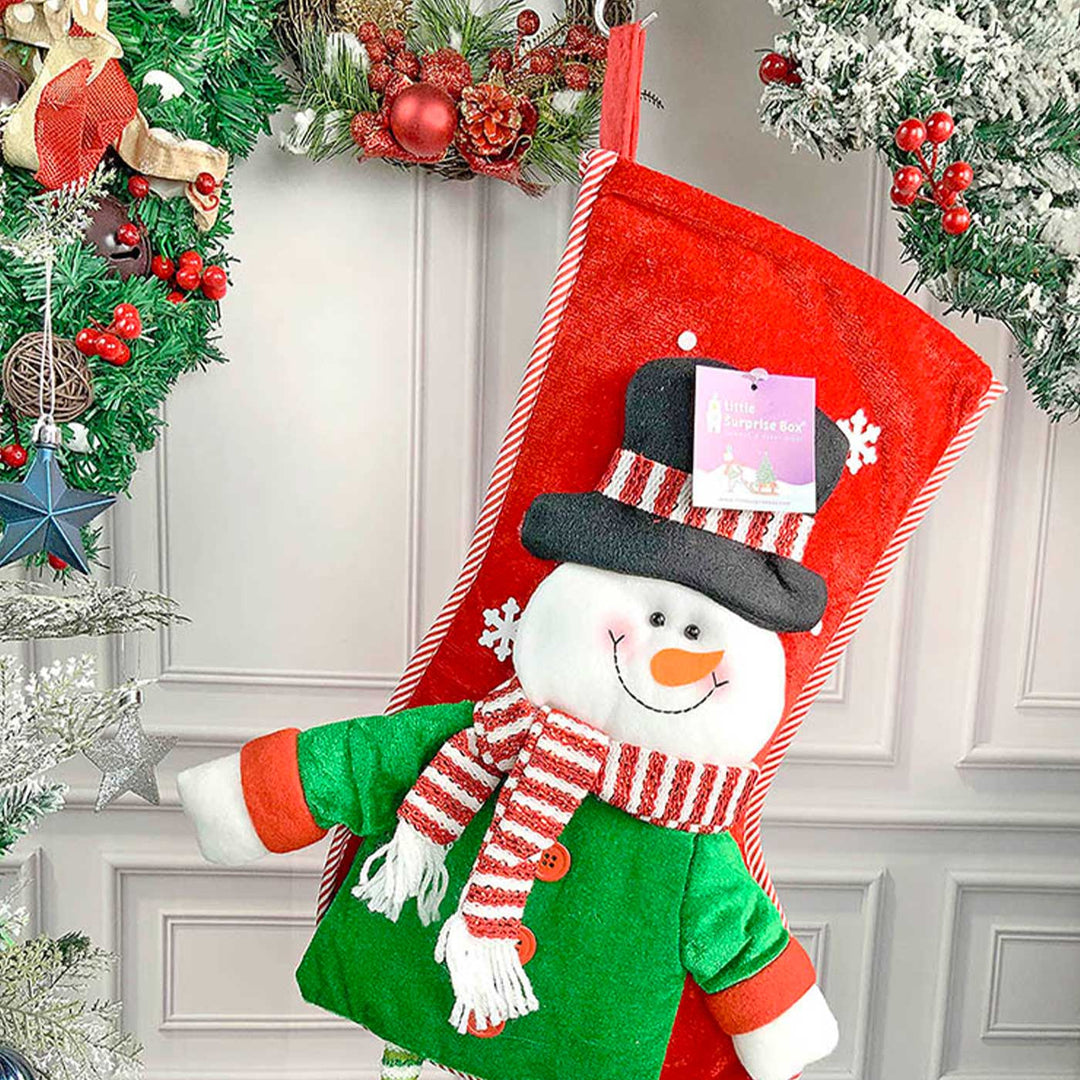 Handmade Velvet Glitter Snowman Woolen Stockings For Christmas Decoration