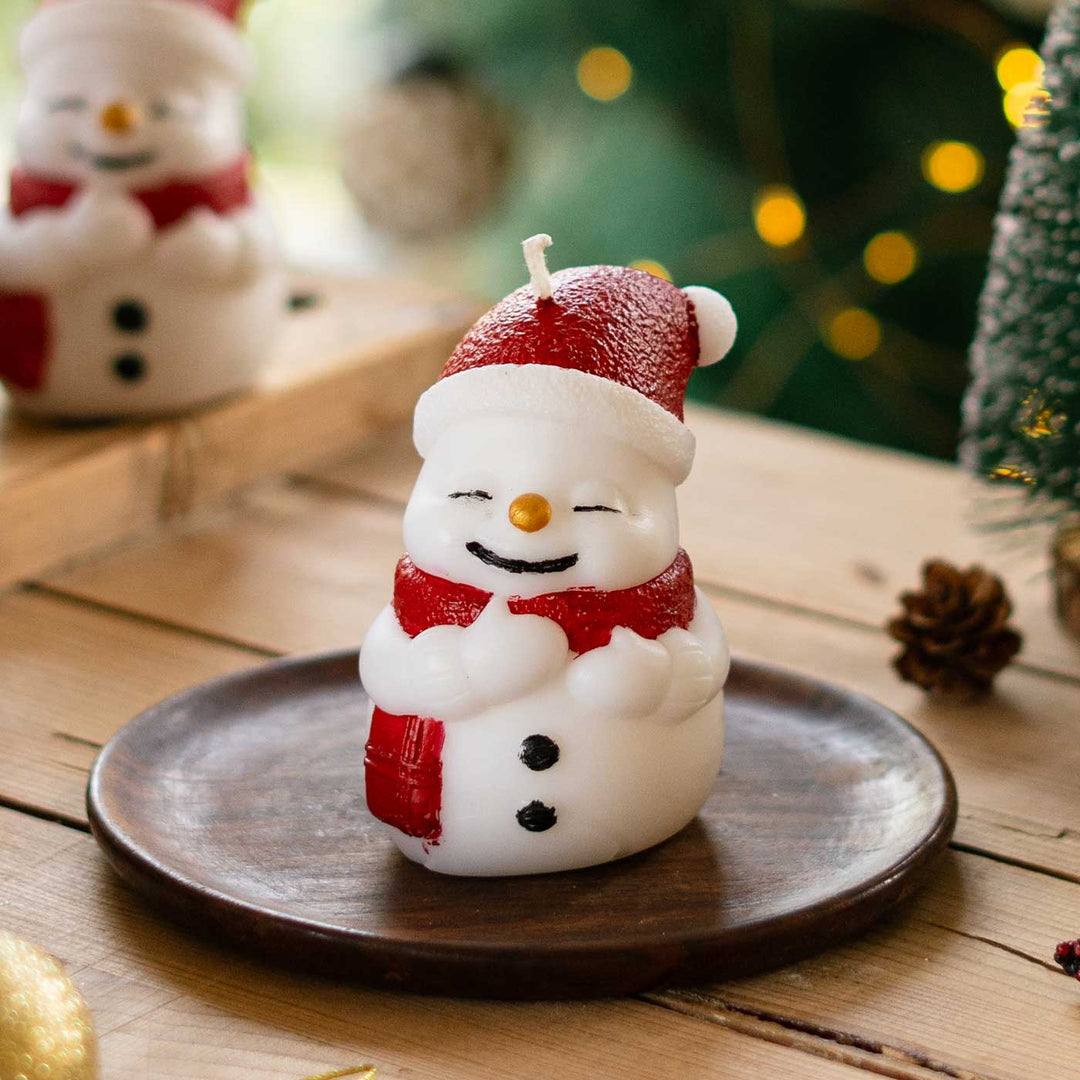 Handmade Snowman Wax Candle For Christmas Decoration | Set Of 2