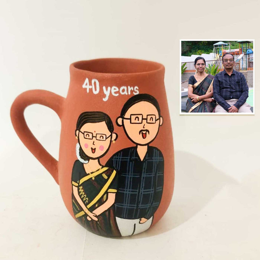 Personalised Terracotta Mugs with Photo Based Caricatures