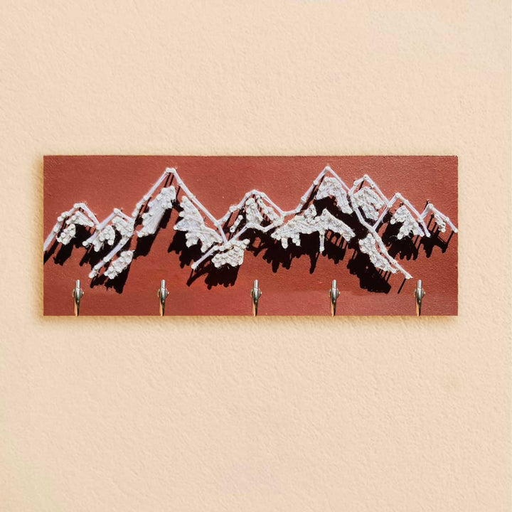 Handmade String Art Brown Mountain Theme Mdf Wood Key Hanger