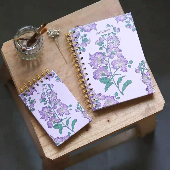 Handmade Jarul Lavender Spiral Notebook and Notepad Set | 80 Pages