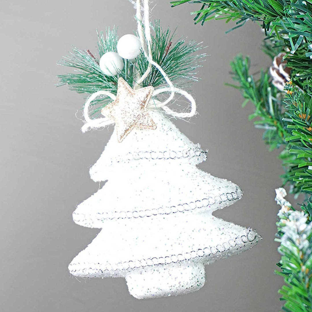 Handmade Glitter Jute Snowy Elf Themed Ornaments For Christmas Tree Decoration | Set Of 4