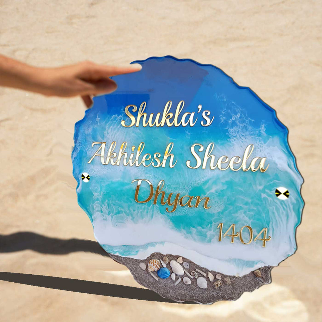 Personalized Beach Theme Resin & Acrylic Waterproof Name Plate