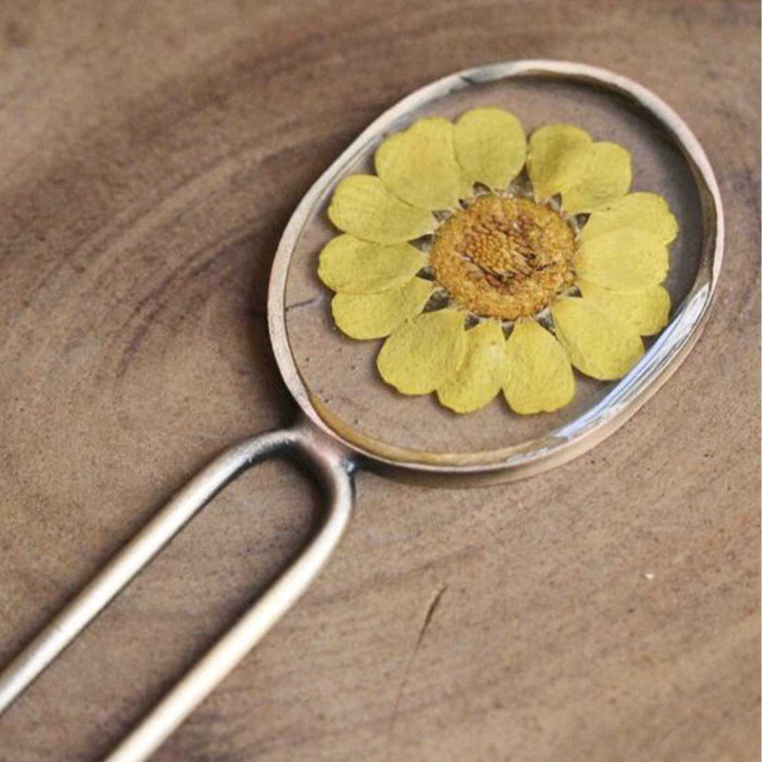 Handmade Preserved Flower Yellow Victory Hair Pin