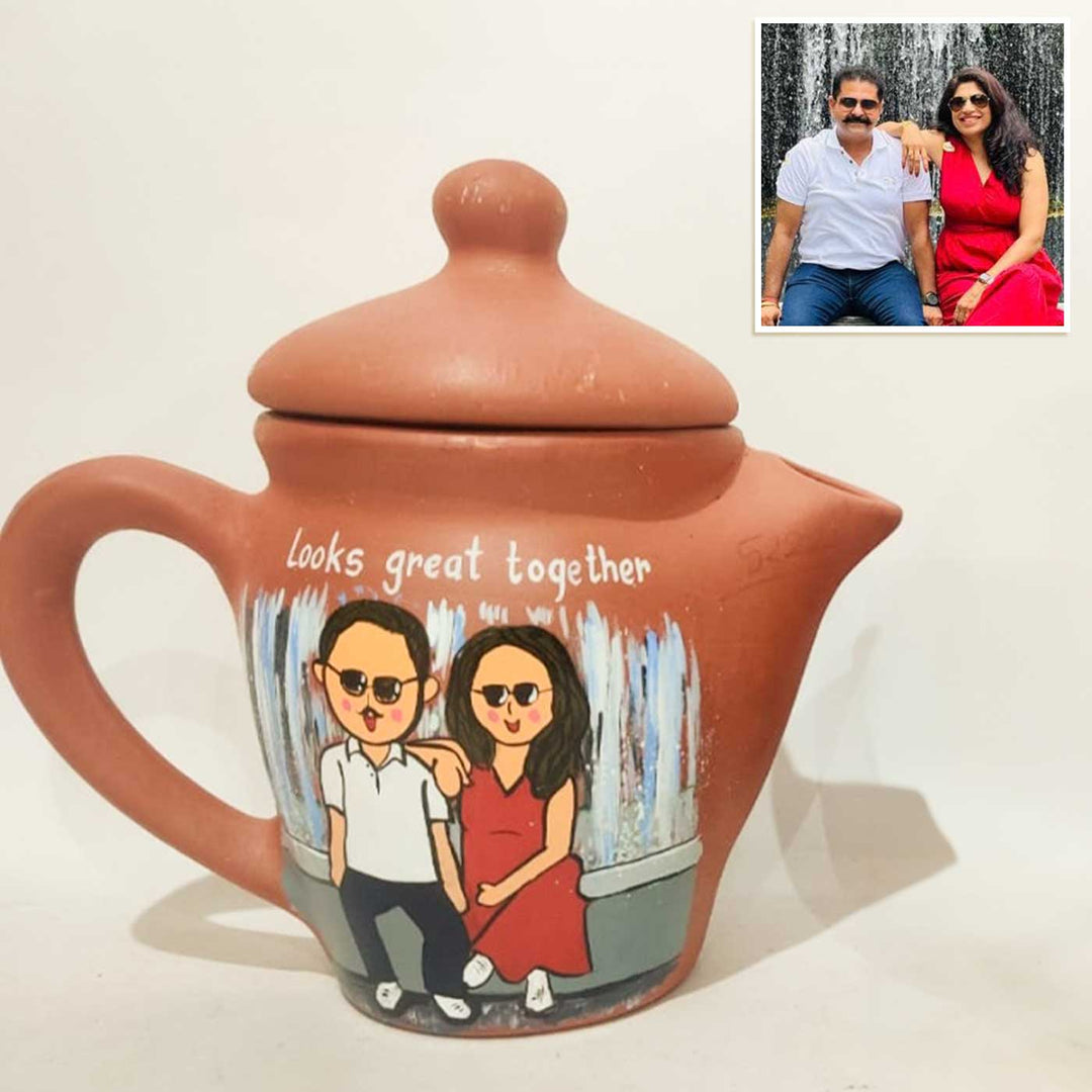 Handpainted Clay Teaset With Photo Based Caricature