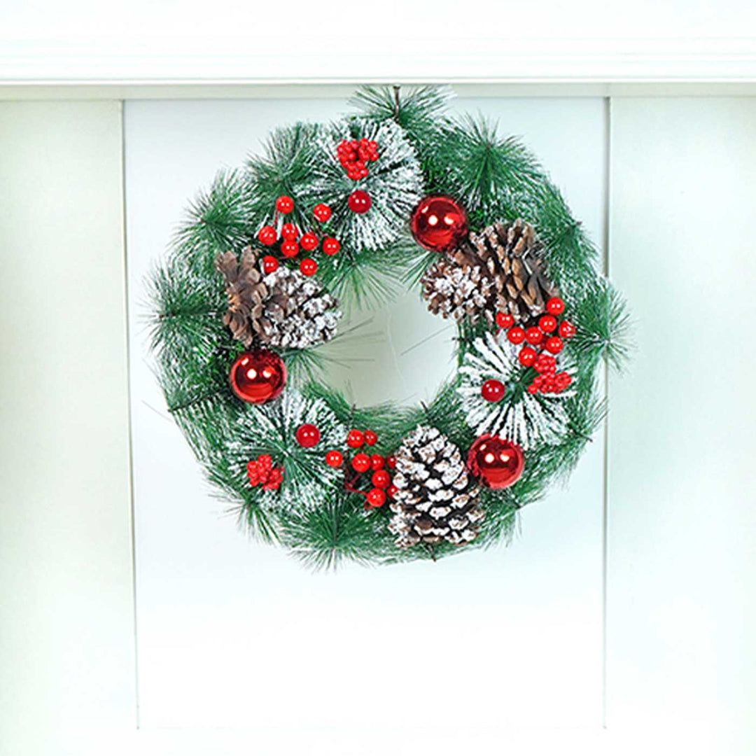 Large Frosty Pinecone Wreath For Christmas Wall Decoration