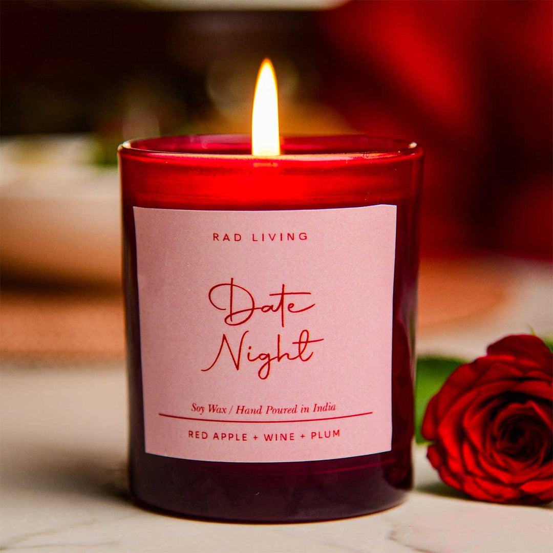 Hand Poured Date Nights Red Apple, Wine & Plum Scented Soy Wax Candle