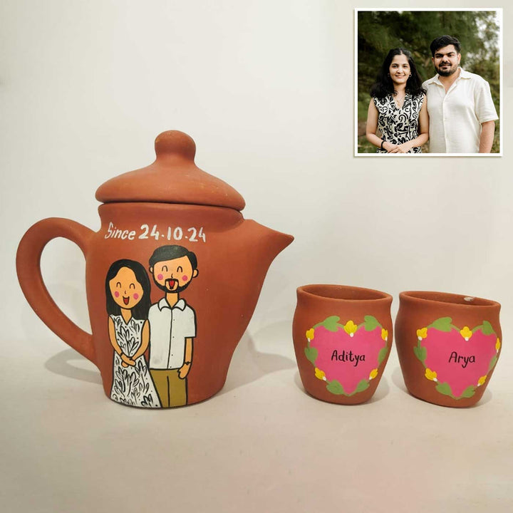 Handpainted Clay Teaset With Photo Based Caricature