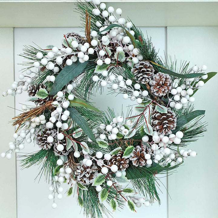 White Berries Wreath For Christmas Wall Decoration