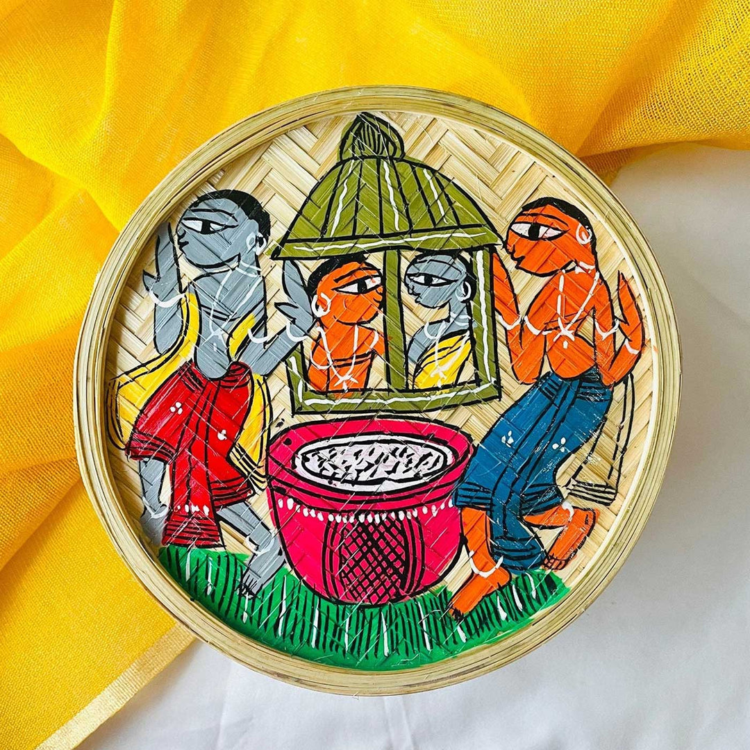 Hand-Painted Pattachitra Harshil Wooden Hamper | Set Of 2