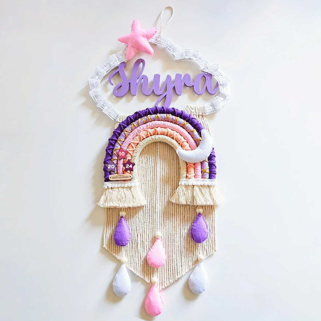 Macrame Cloud Rainbow Personalized Kids' Nameplate