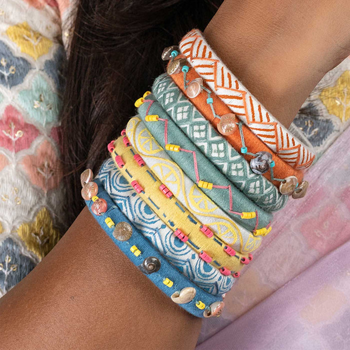 Pastel Handcrafted Nirvi Shell Embroidered Bangles | Set of 8