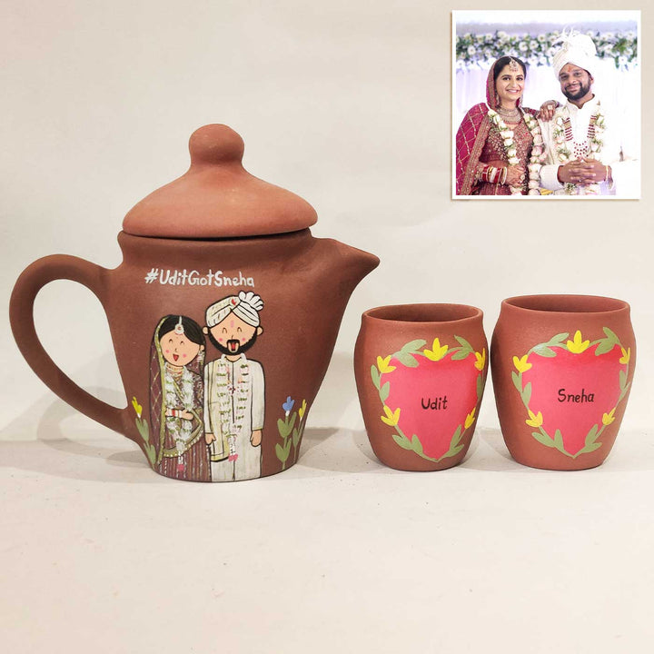 Handpainted Clay Teaset With Photo Based Caricature