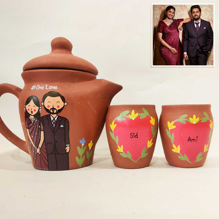 Handpainted Clay Teaset With Photo Based Caricature