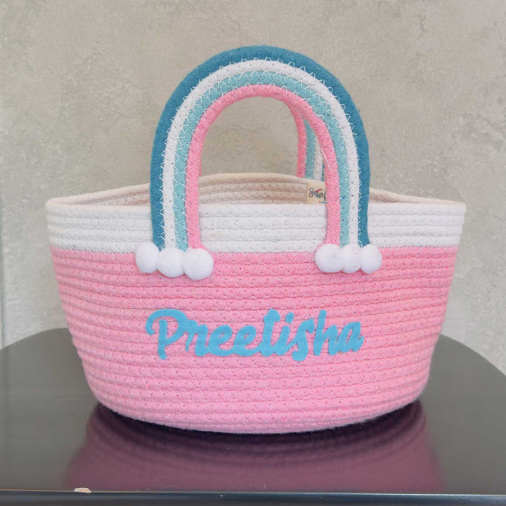 Personalized Handmade Rainbow Basket For Kids