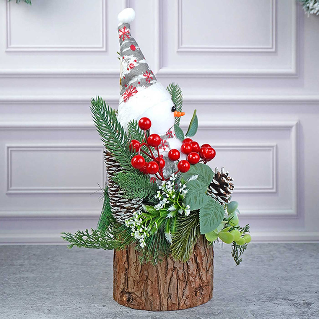 Snowman With Wood Wooden Decor For Christmas Table Decoration