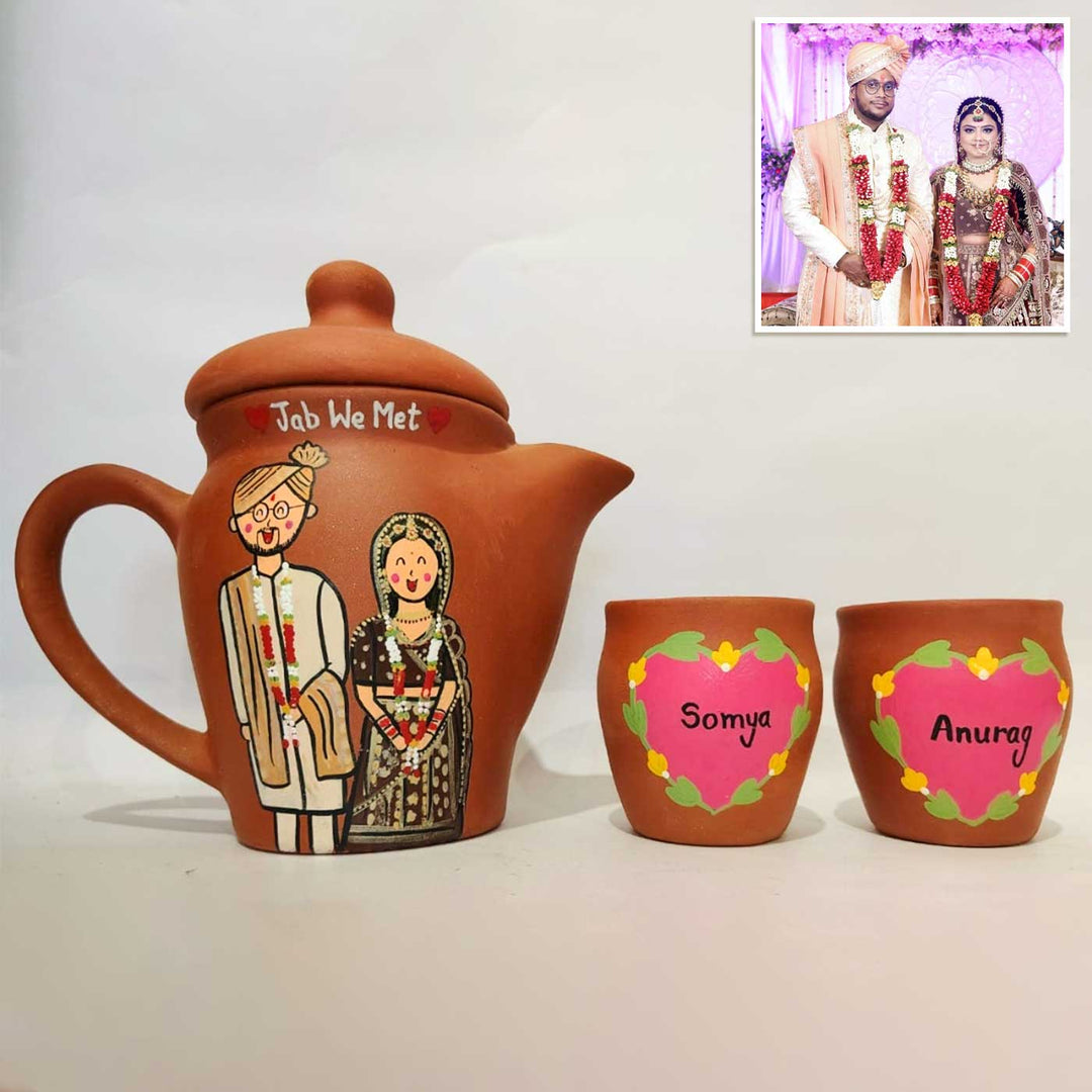 Handpainted Clay Teaset With Photo Based Caricature