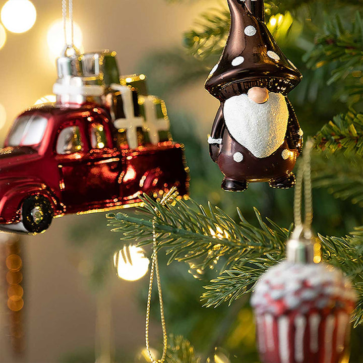 Maroon Brown & Gold Pinecone themed Christmas Ball Ornaments For Decoration | Set of 60