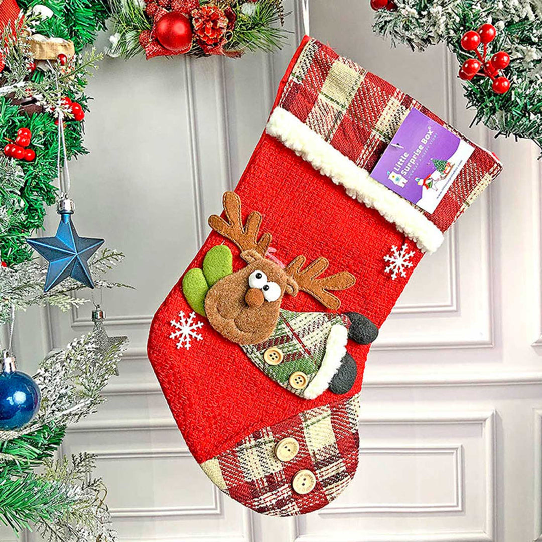 Handmade Flying Deer Woolen Stockings For Christmas Decoration