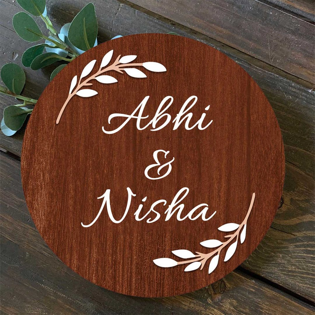 Minimalist 3D Printed Wooden Nameplate For Couples