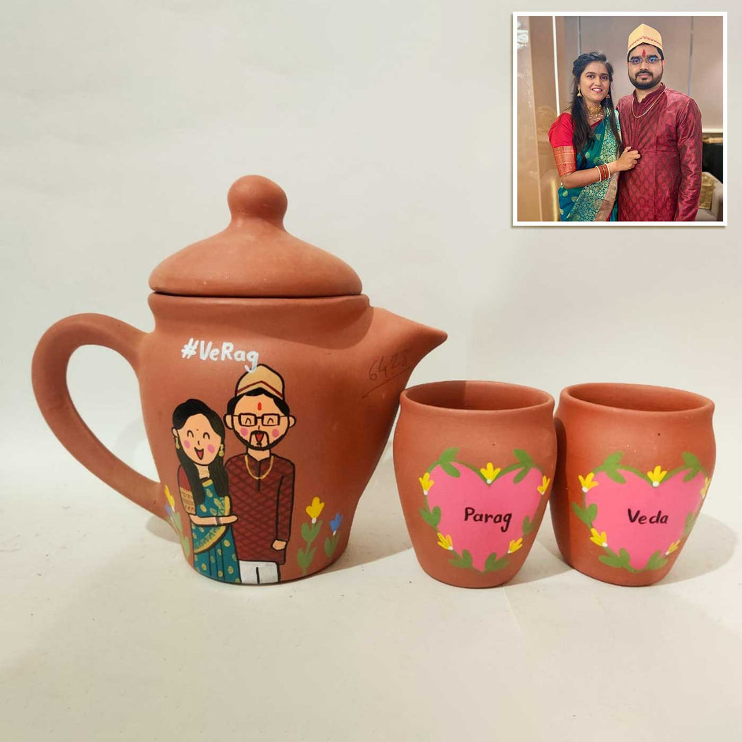 Handpainted Clay Teaset With Photo Based Caricature