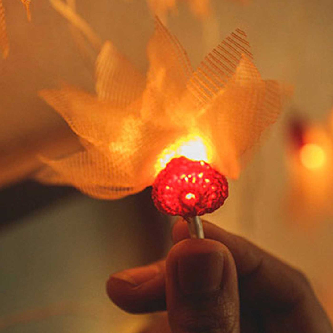 Handmade Crochet Orange Petals With Hearts Fairy Light