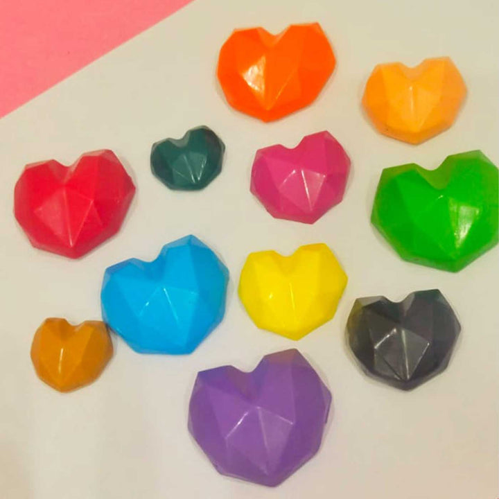 Handmade Non-Toxic Heart Shaped Crayons | Set Of 8