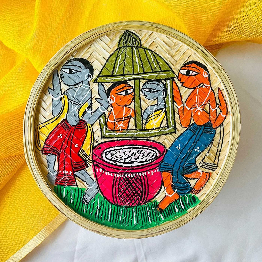 Hand-Painted Pattachitra Harshil Wooden Hamper | Set Of 2