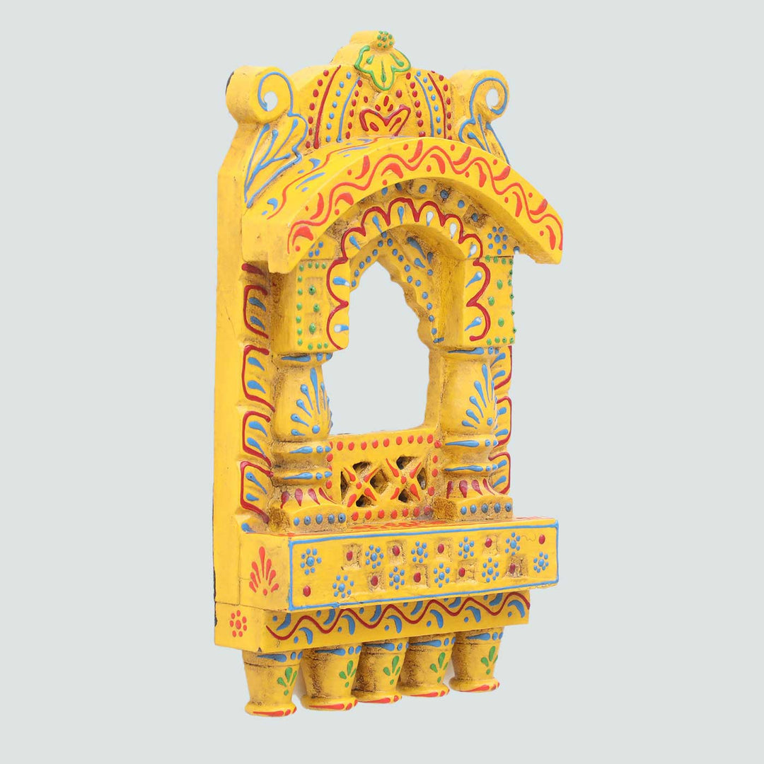 Handmade Traditional Yellow Wooden Jharokha