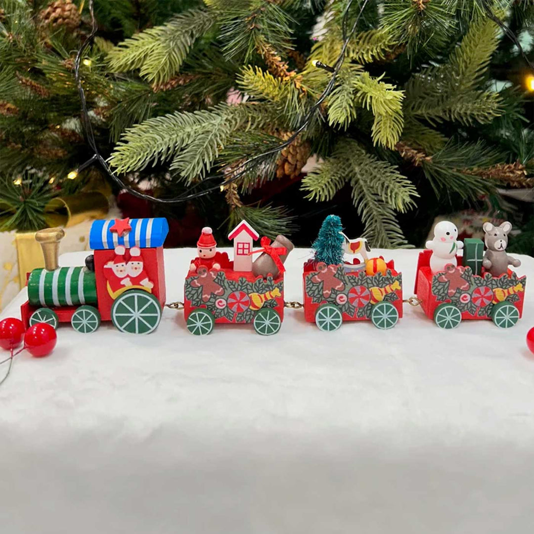 Holiday Surprise Train Wooden Table Decor For Christmas Decoration