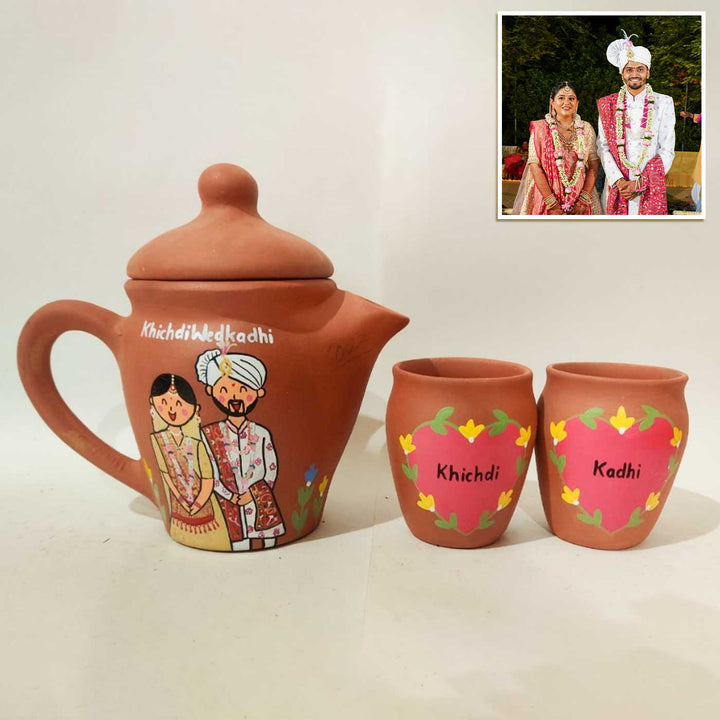 Handpainted Clay Teaset With Photo Based Caricature