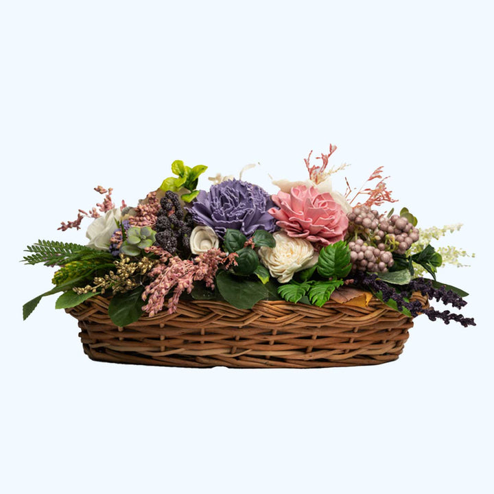 Handmade Pretty Pink Basket Shola Flower Centerpiece