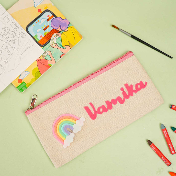 Personalized Rainbow Theme Stationary Pouch