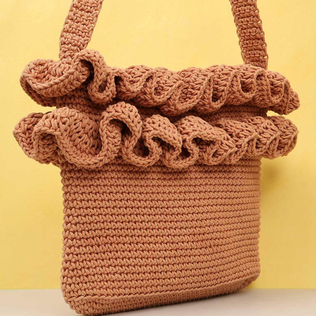 Handmade Crochet Ruffle Crossbody Bag