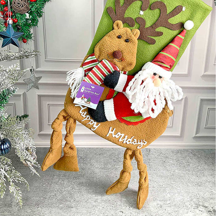 Handmade Knot Legs Santa Woolen Stockings For Christmas Decoration