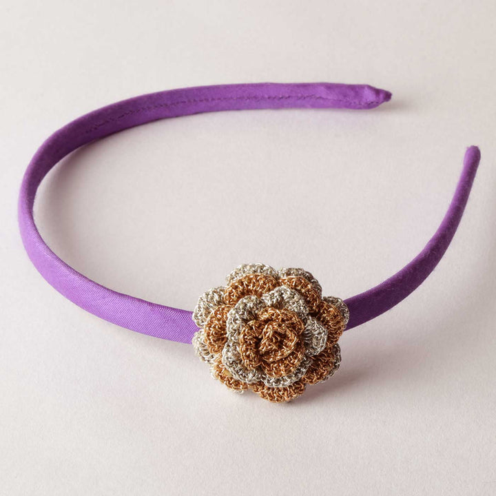 Handmade Metallic Purple Crochet Flower Headband