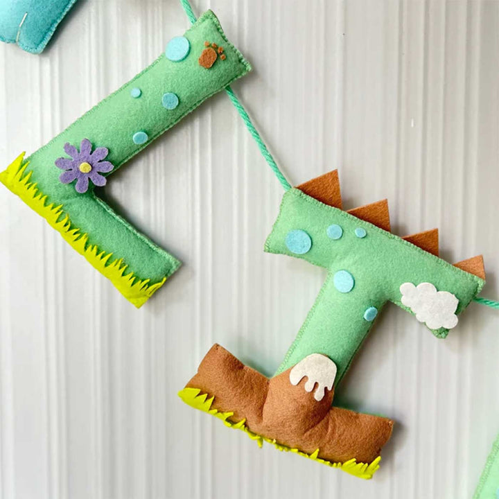 Personalized Fabio The Dinosaur Felt Bunting / Garland For Kids