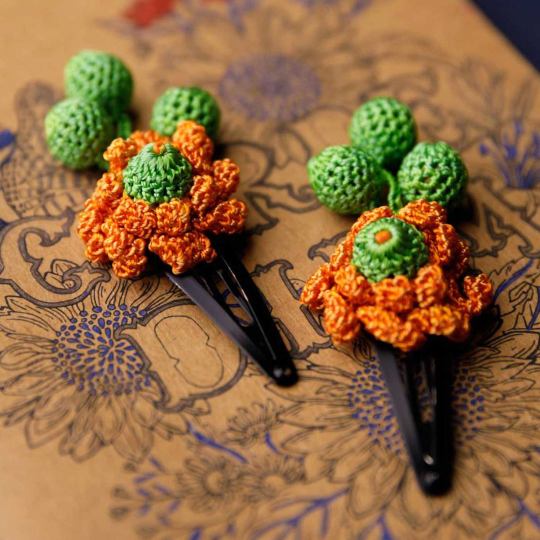 Handmade Koi Loopy Teardrop Flower Hair Clips | Set of 2