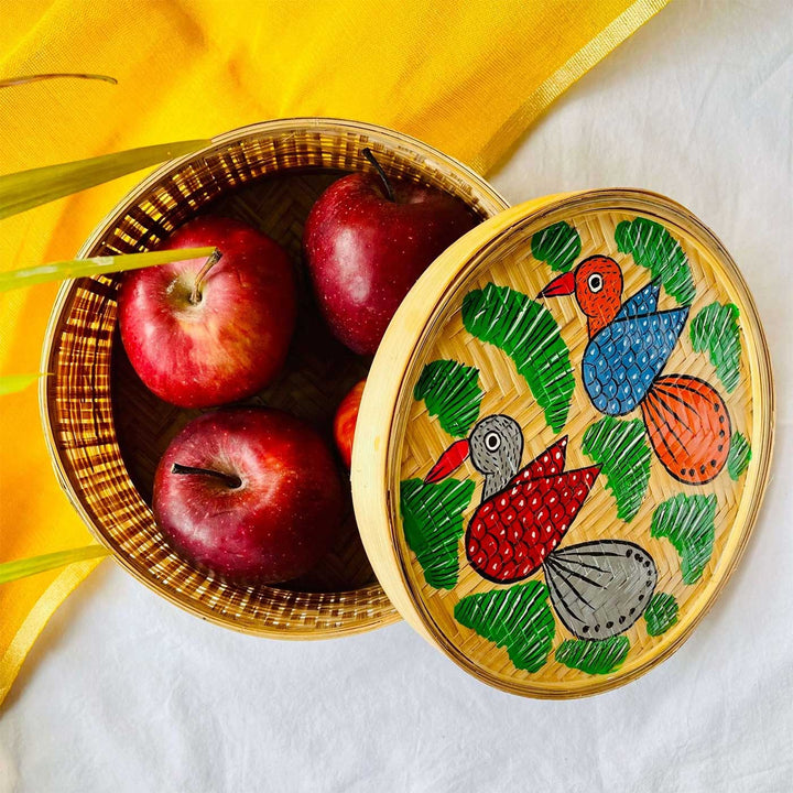 Hand-Painted Pattachitra Chiraiya Wooden Hamper | Set Of 2