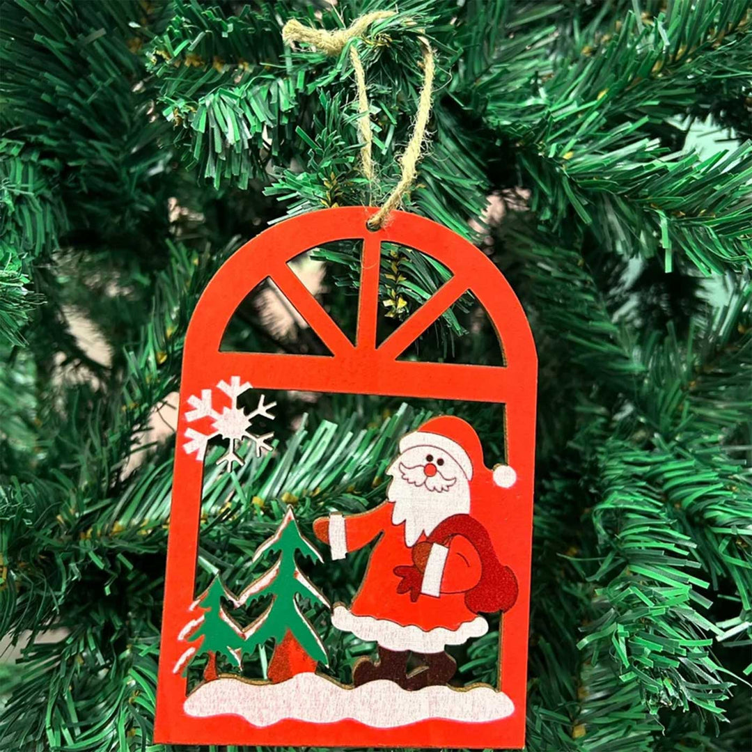 Handmade Santa With A Sack Wooden Ornaments For Christmas Tree Decoration