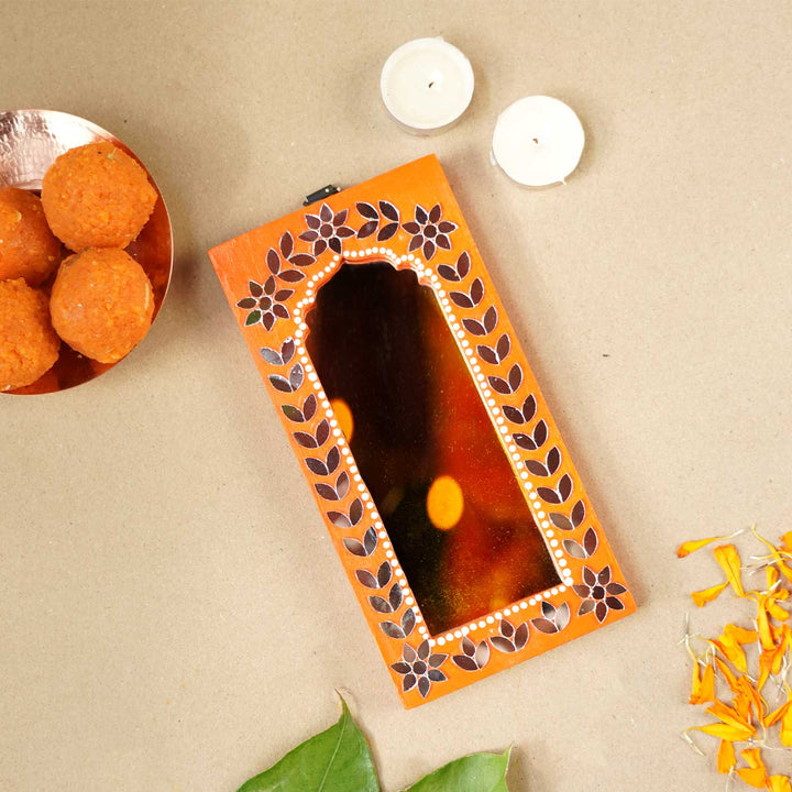 Handmade Orange MDF Jharokha Mirror